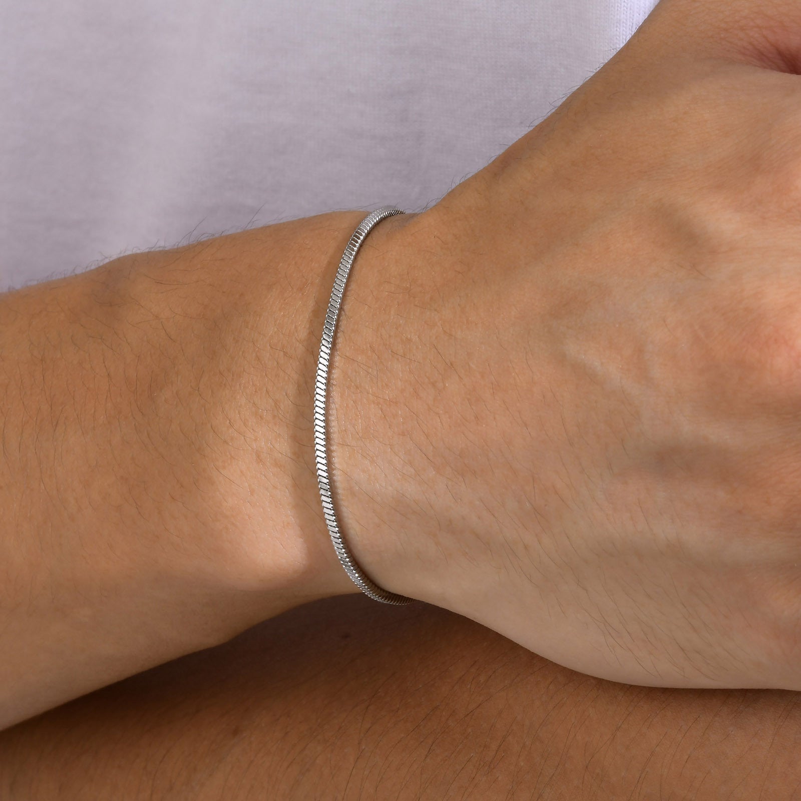 Stainless Steel Square Snake Chain Simple Thin Bracelet