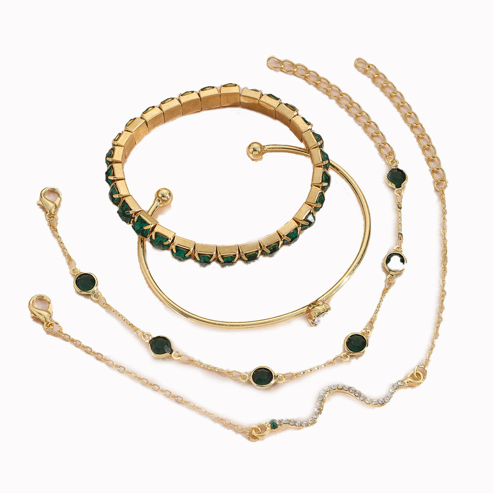 Green Stone Bracelet Set (4pcs)
