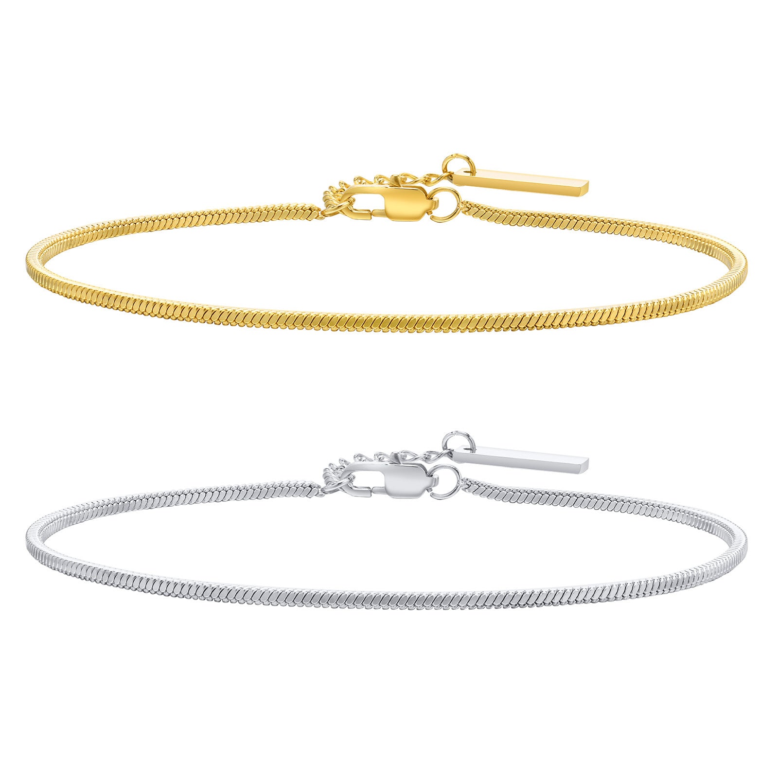 Stainless Steel Square Snake Chain Simple Thin Bracelet