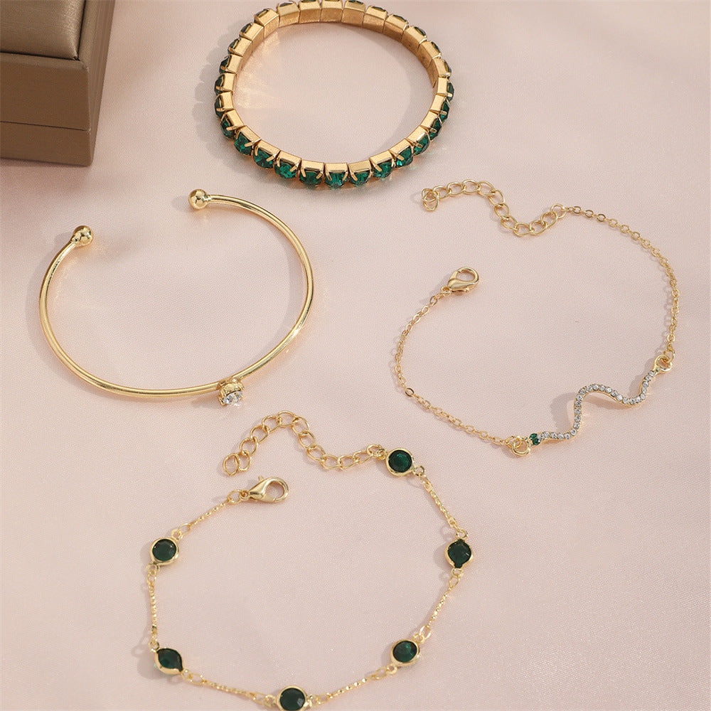 Green Stone Bracelet Set (4pcs)