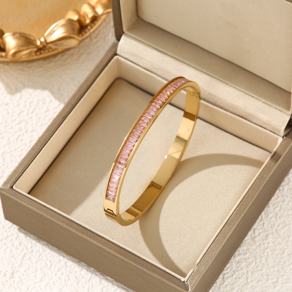 Affordable Luxury Style Diamond Titanium Steel Bracelet