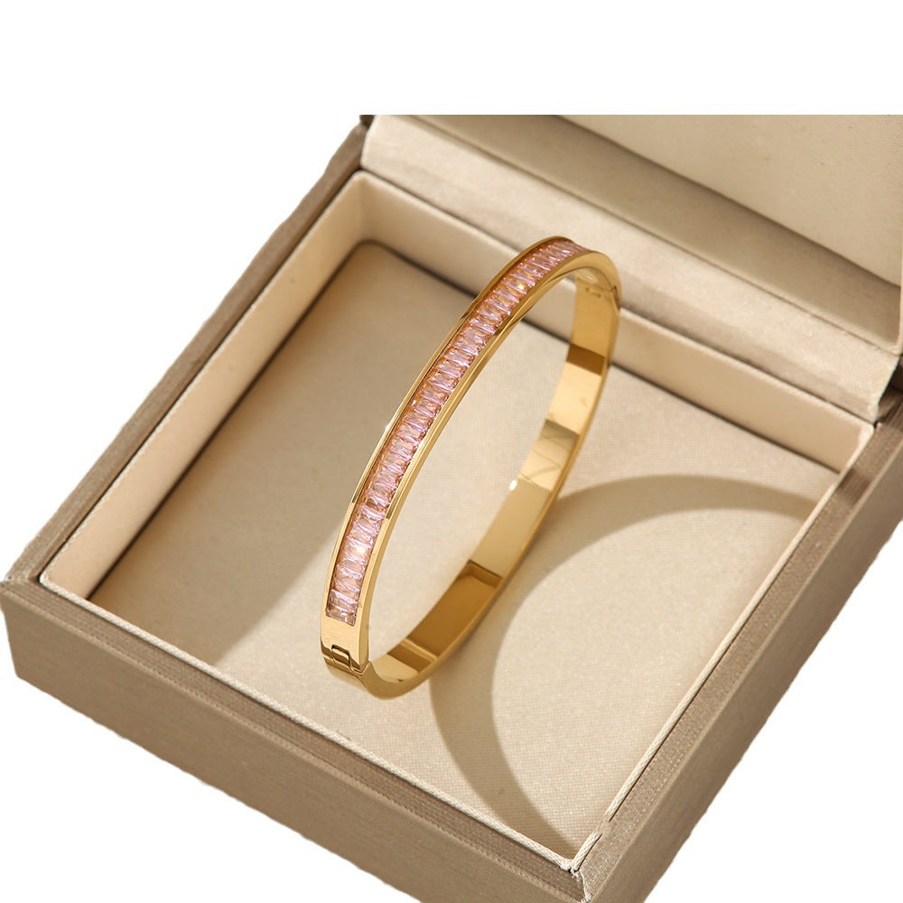 Affordable Luxury Style Diamond Titanium Steel Bracelet