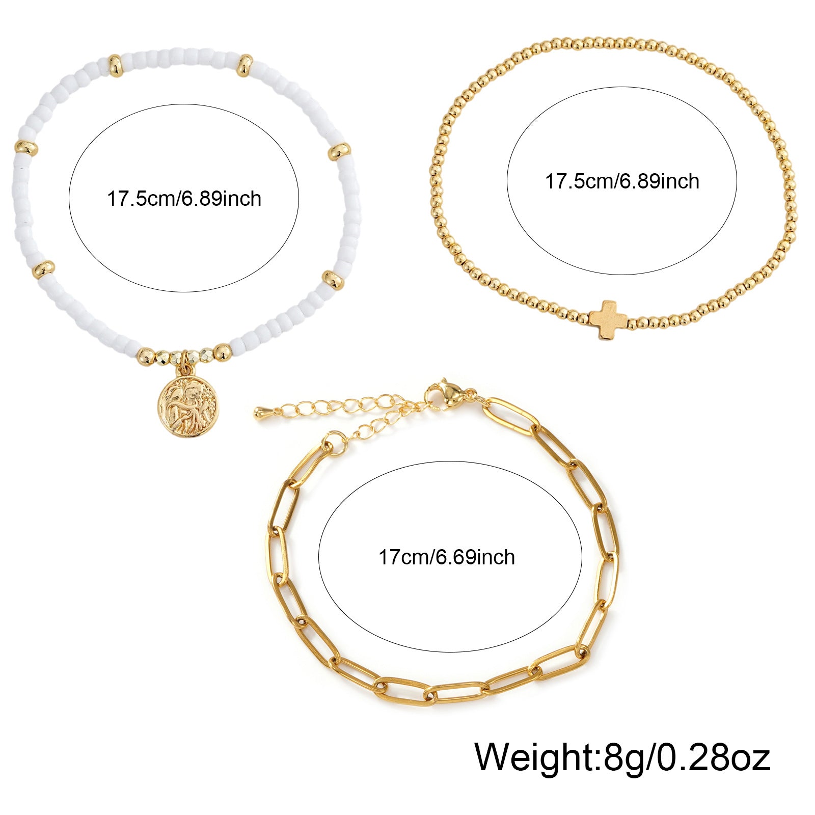 Adjustable Multi-Layer Gold Bead Heart Charm Bracelet