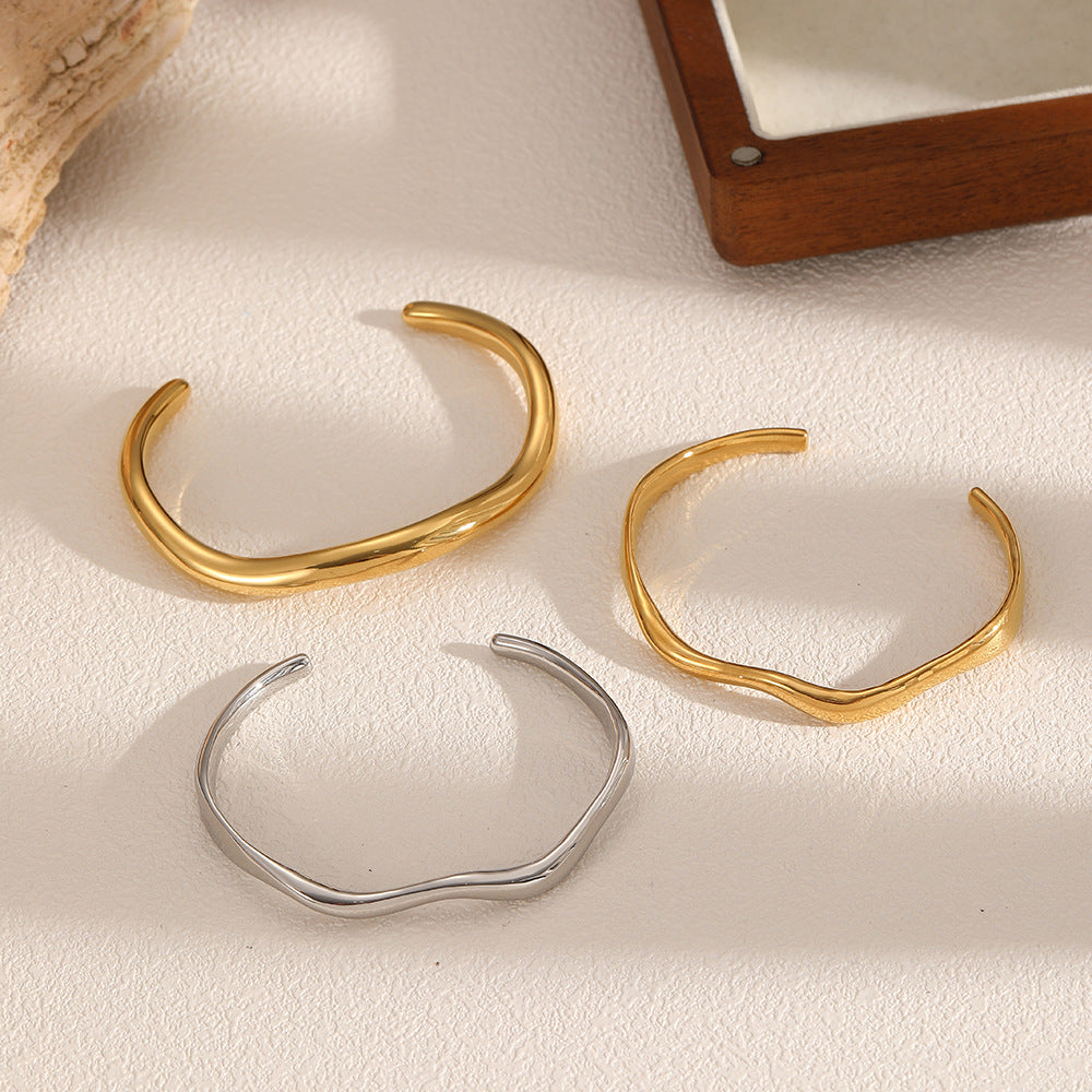Irregular Titanium Steel Open Cuff Bracelet