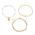 Adjustable Multi-Layer Gold Bead Heart Charm Bracelet