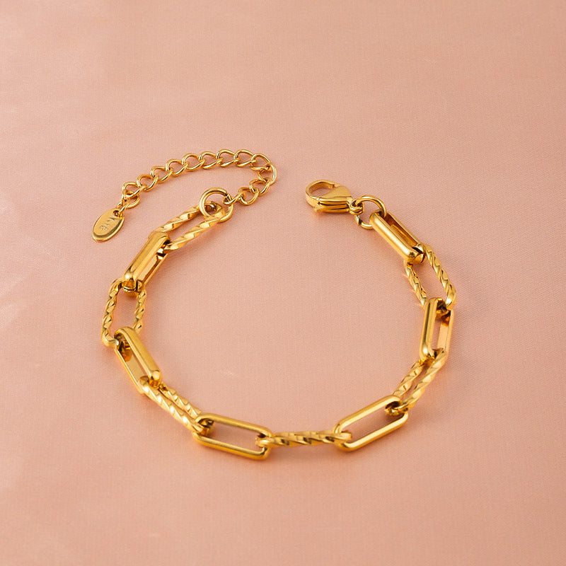 Titanium Steel Bracelet Female Accessories Back-shaped Chain Twist Stitching Design Sense