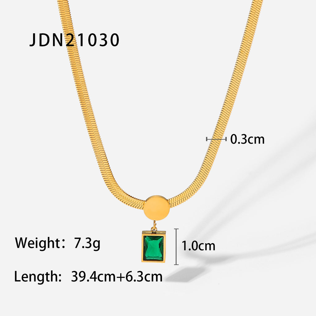 Green Stone Snake Chain Necklace
