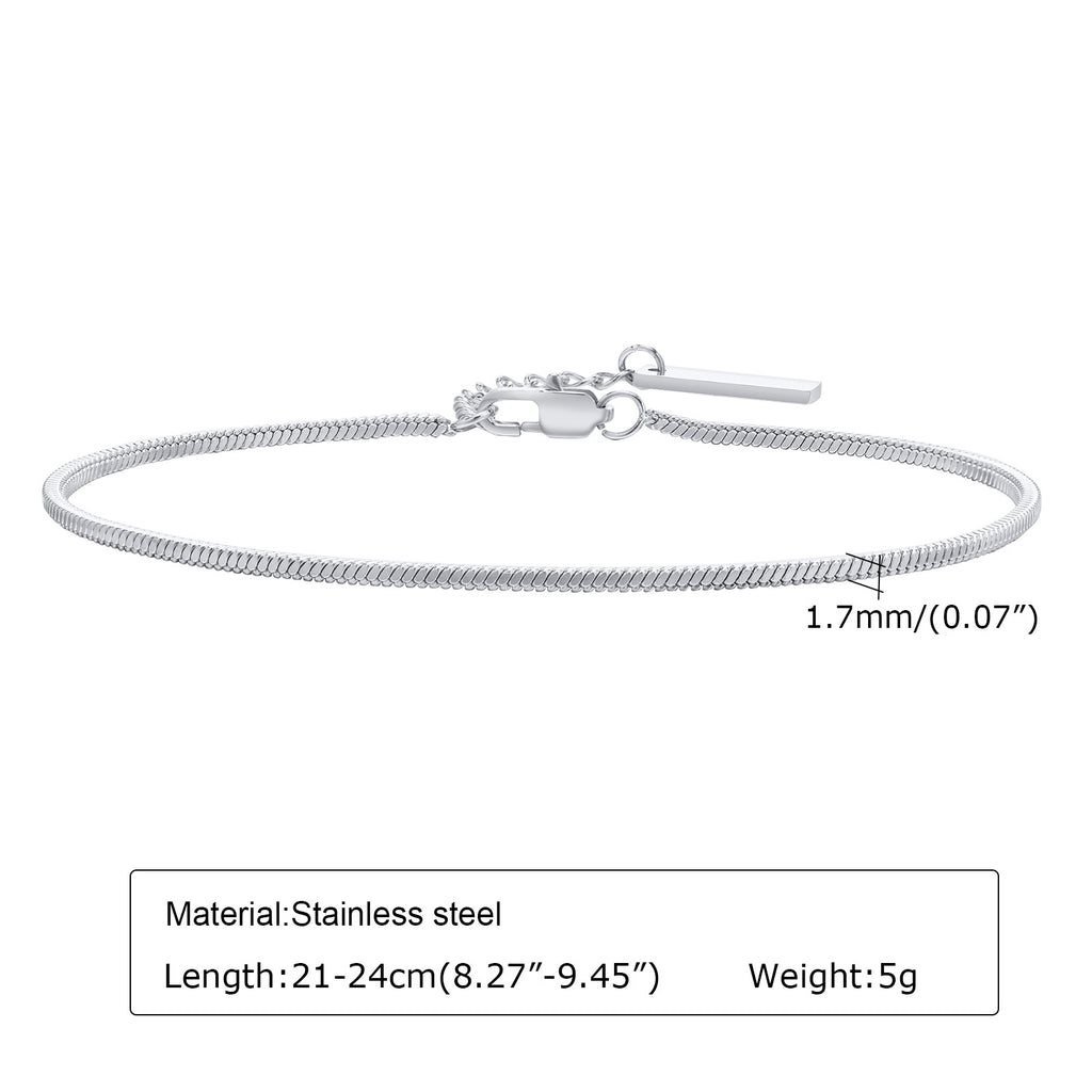 Stainless Steel Square Snake Chain Simple Thin Bracelet
