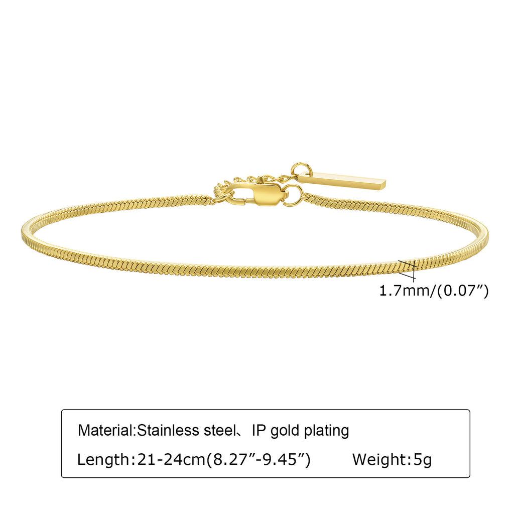 Stainless Steel Square Snake Chain Simple Thin Bracelet