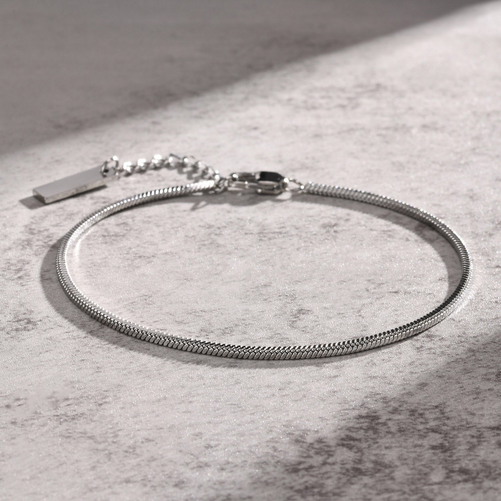 Stainless Steel Square Snake Chain Simple Thin Bracelet