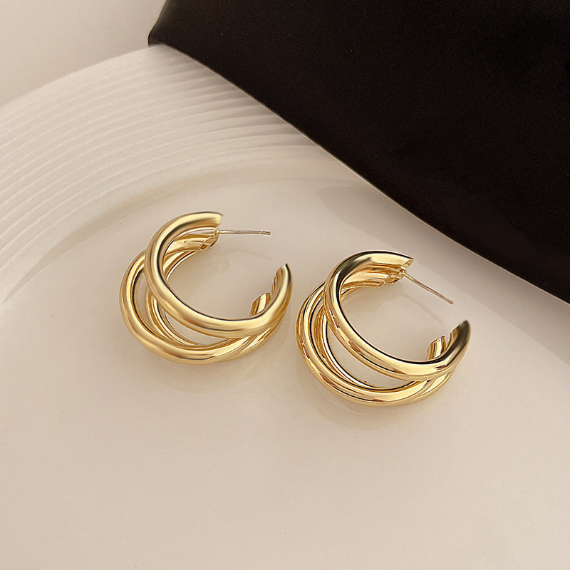 Metal Minimalist Round Earrings