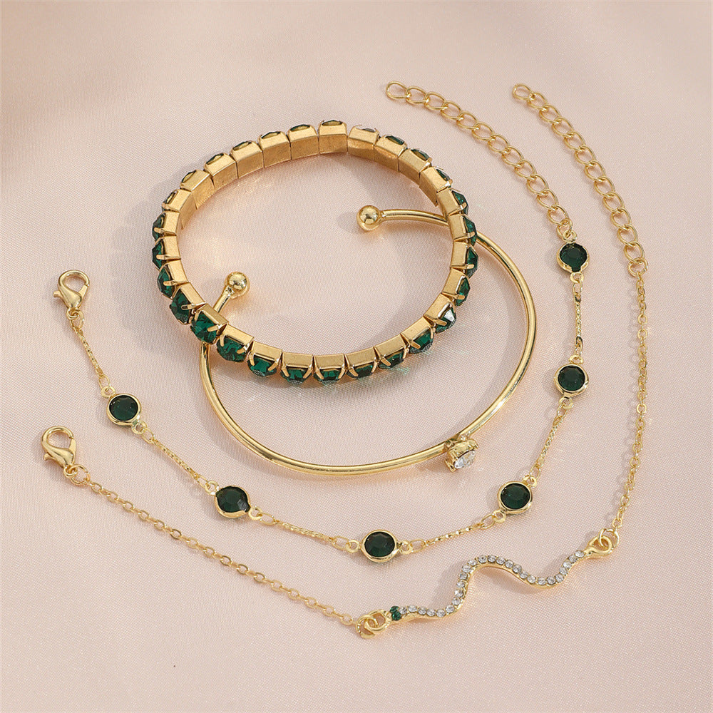 Green Stone Bracelet Set (4pcs)