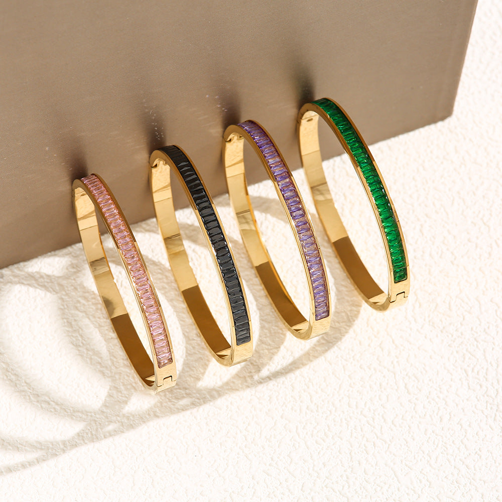 Affordable Luxury Style Diamond Titanium Steel Bracelet