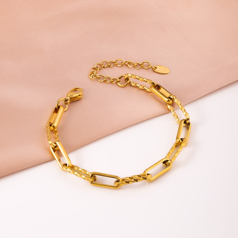 Titanium Steel Bracelet Female Accessories Back-shaped Chain Twist Stitching Design Sense