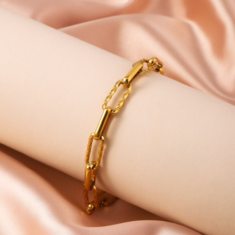 Titanium Steel Bracelet Female Accessories Back-shaped Chain Twist Stitching Design Sense