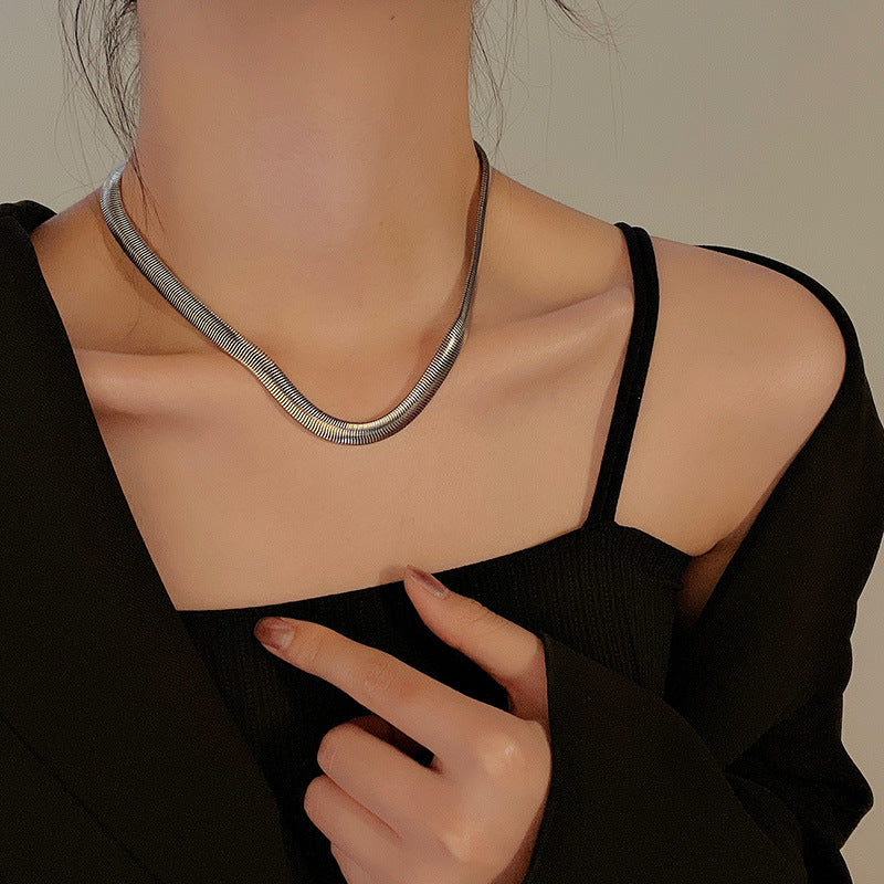 Titanium Steel Widened And Thickened Soft Snake Chain Necklace