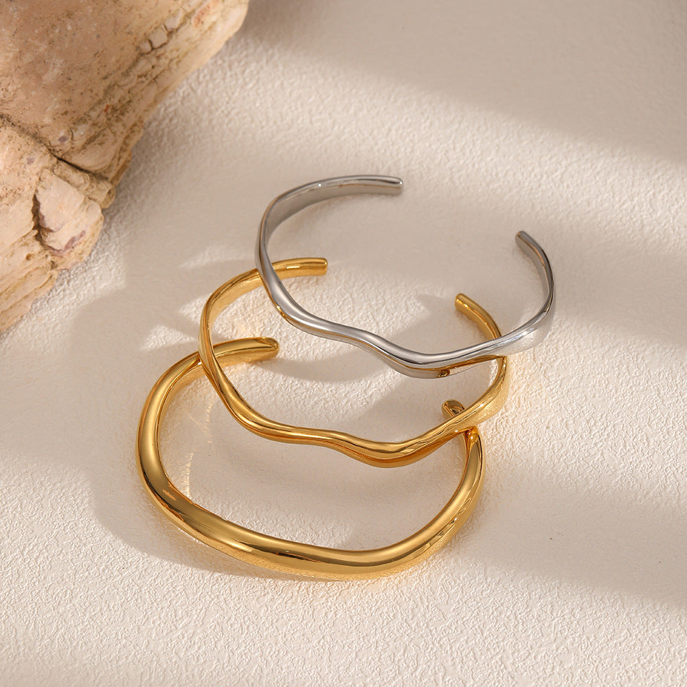 Irregular Titanium Steel Open Cuff Bracelet
