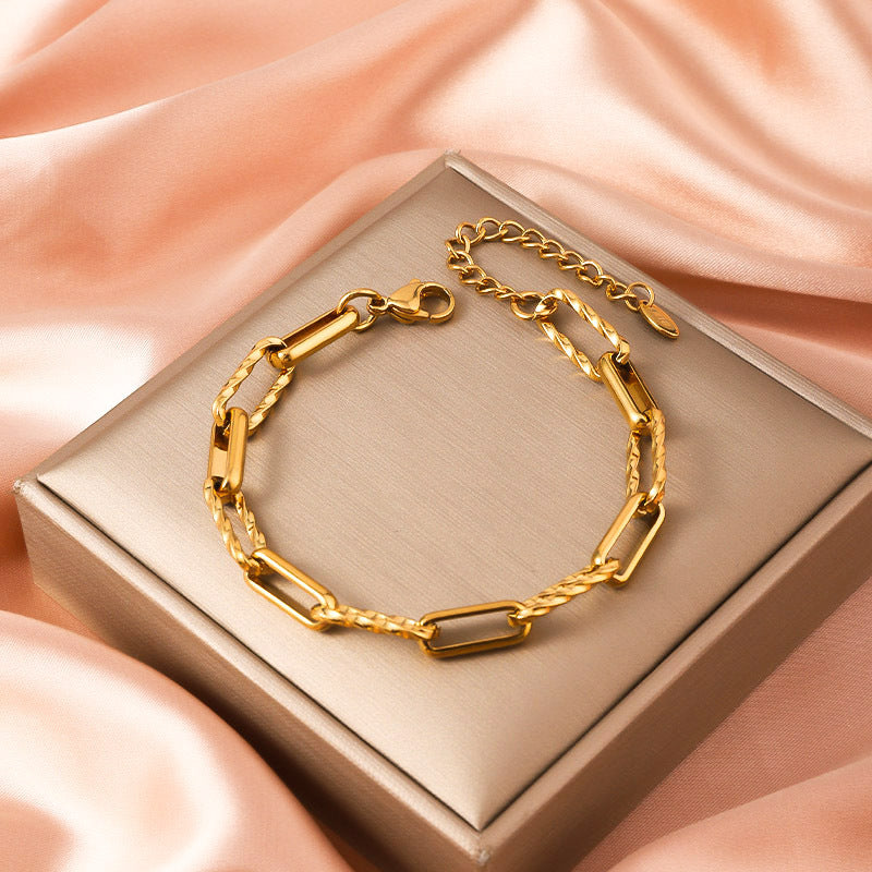 Titanium Steel Bracelet Female Accessories Back-shaped Chain Twist Stitching Design Sense