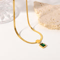 Green Stone Snake Chain Necklace