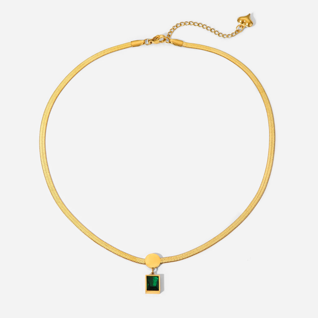 Green Stone Snake Chain Necklace