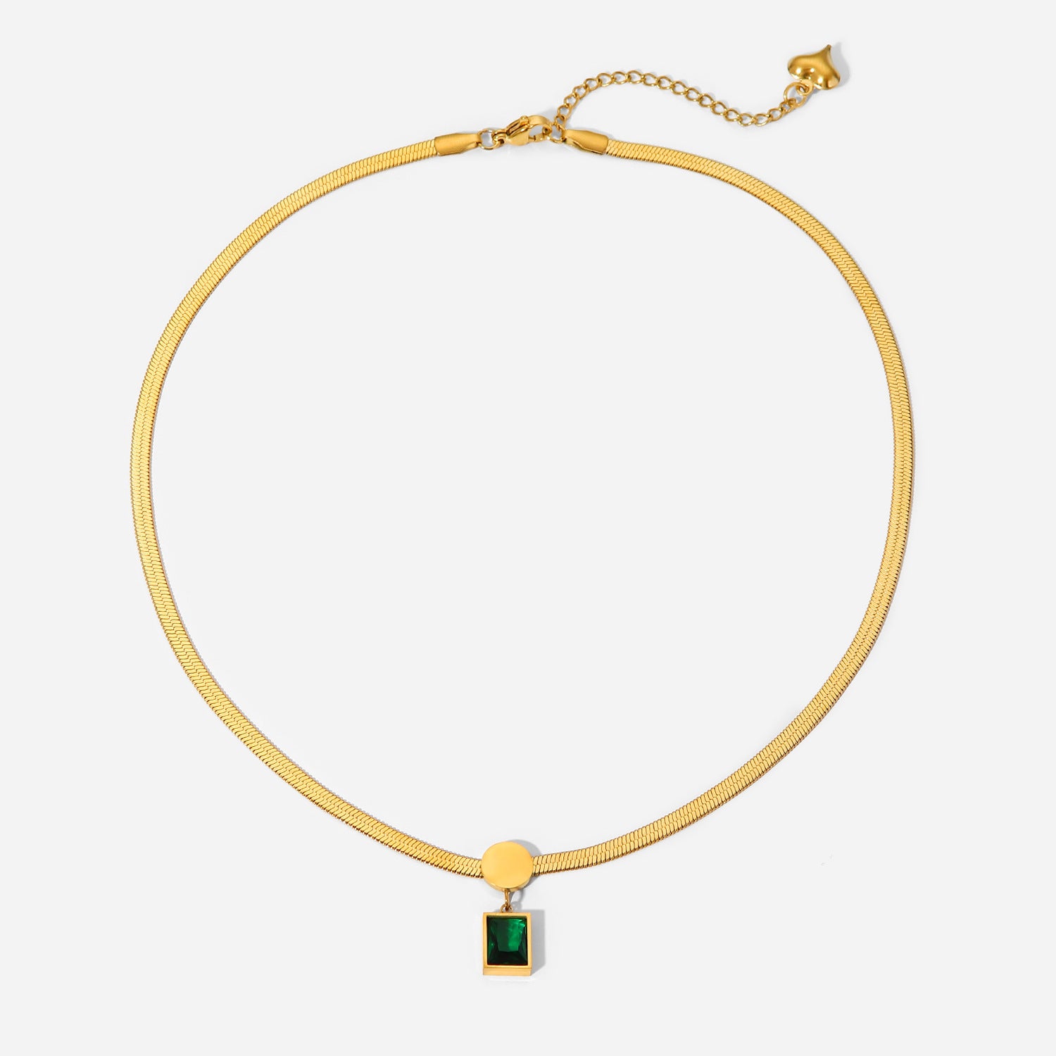 Green Stone Snake Chain Necklace